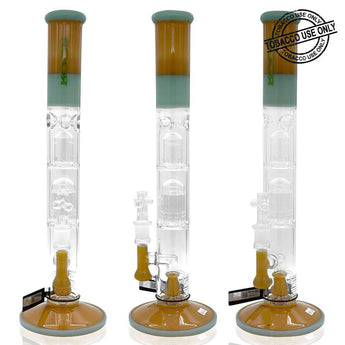 ROOR® TECH FIXED 18” STRAIGHT BARREL PERC MILKY & MINT WATERPIPE - 18S10ATP