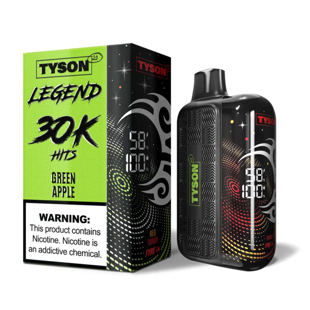 TYSON 2.0 LEGEND DISPOSABLE VAPE - 30000 PUFFS -  Green Apple